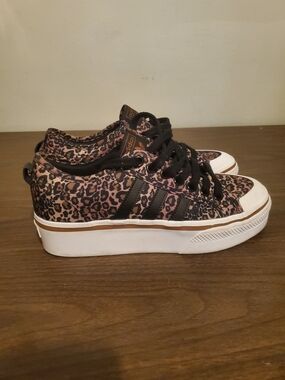 adidas Leopard-Print Platform Sneakers in Black, white and Brown